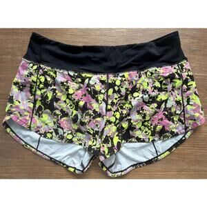 Lululemon Speed Up Running Shorts Floral Neon Pink Yellow Black Size 10